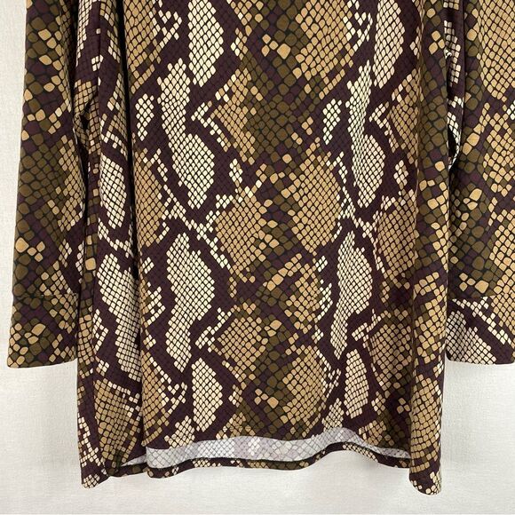 LulaRoe Elizabeth Tunic Women’s 2X Brown Tan Snake Reptile V Neck Long Sleeve - Picture 4 of 9